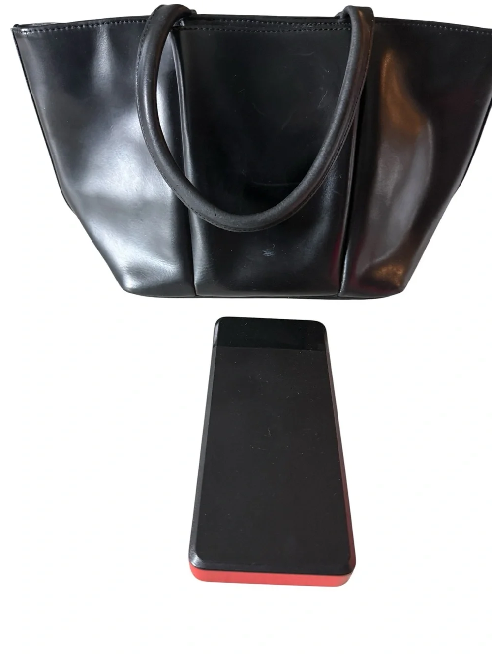 Vintage Focus Paris Black Leather Structured Tote Bag Made in France